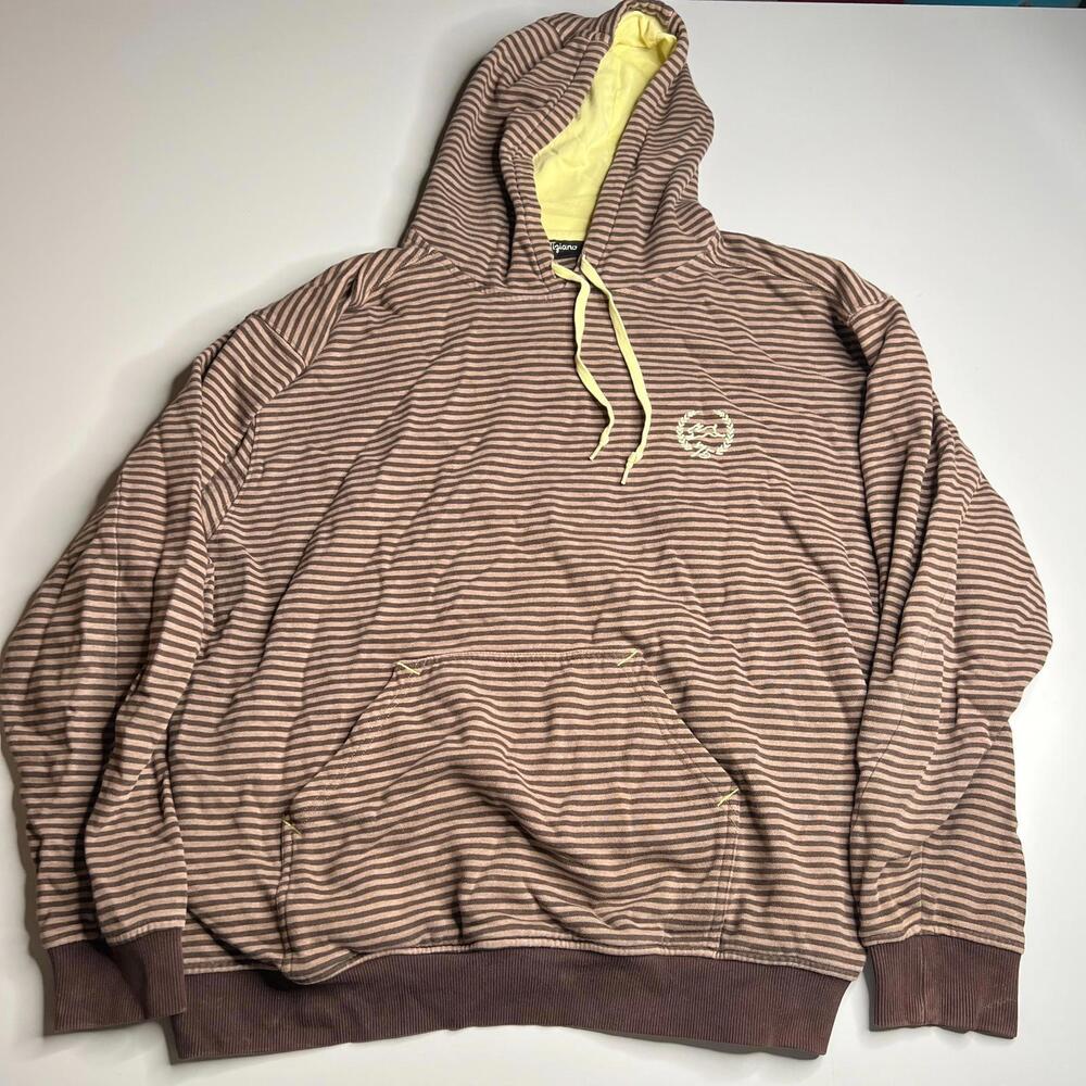 C. Tiziano Striped Pullover Hoodie Brown & Pink XL 100% Cotton Made in Macau